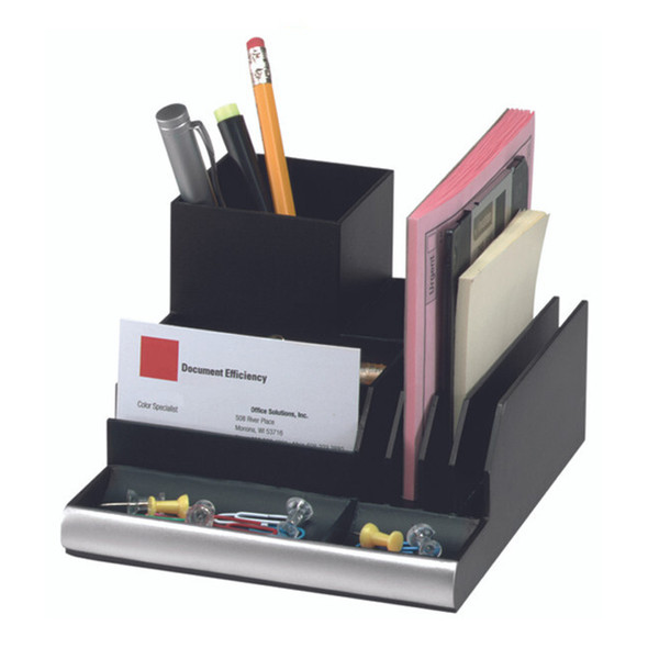 Italplast Workspace Desk Organiser Matte Black and Silver