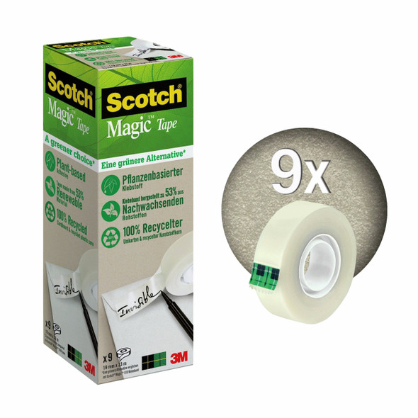 Scotch 19mm x 33m Greener Choice Magic Tape Box of 9