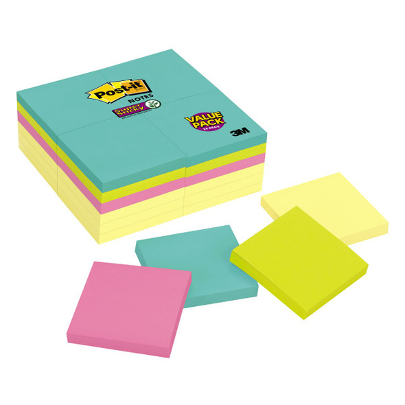 Post-it Super Sticky Notes Miami 76 x 76mm Pack of 24 654-24SSCYM