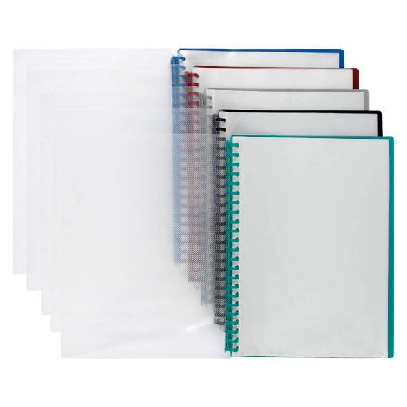 Marbig Display Book Refillable 20 Pocket A4 Clear Assorted Box of 12