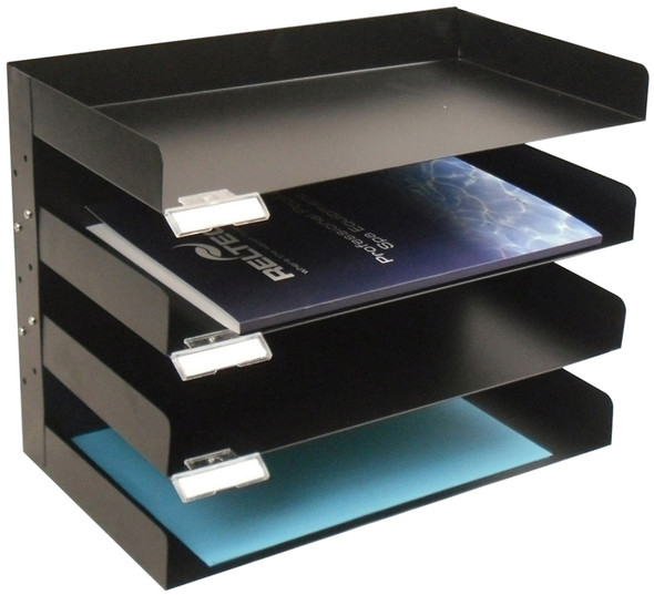 Italplast Adjustable Metal Stationery Rack 4 Tier Black