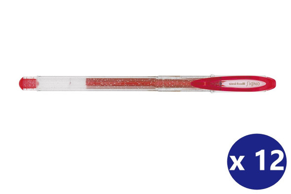Uni-Ball Signo Sparkling (UM-120SP) Gel Ink Rollerball Pen 1.0mm Red - Box of 12 - Uni Ball Pens, Uniball Markers, Uni-Ball Markers, posca pens, posca markers | It's A Mega Thing