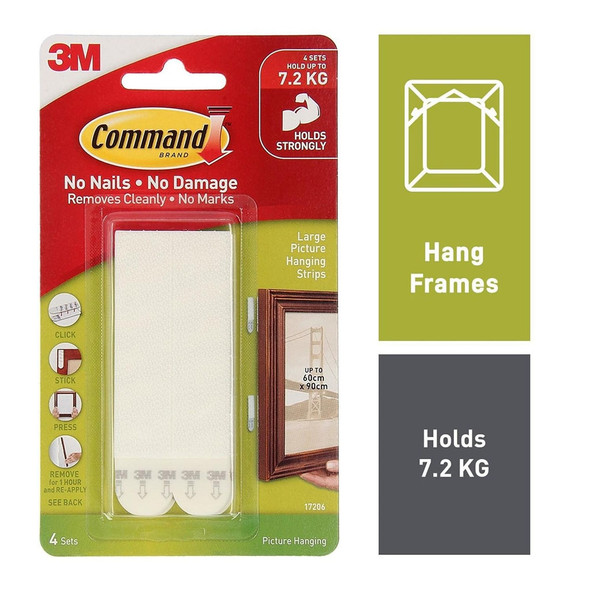 Size and weight capacity guide for Command Large Picture Hanging Strips Size and weight capacity guide for Command Large Picture Hanging Strips