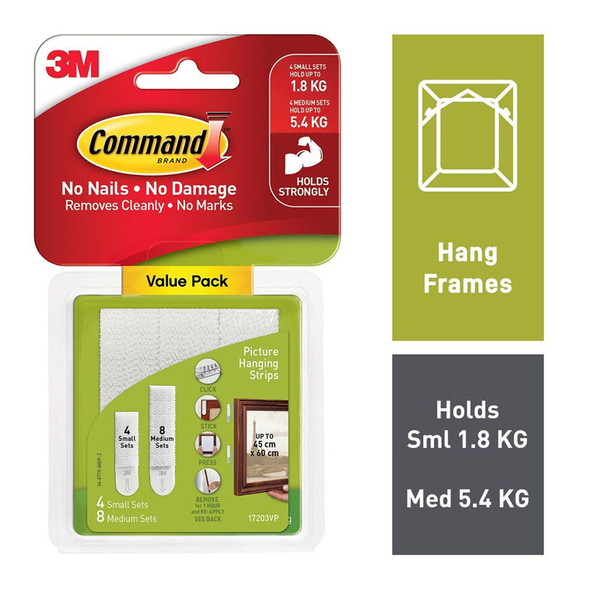 Weight capacity and frame size guide for Command 17203 Combo Picture Hanging Strips Weight capacity and frame size guide for Command 17203 Combo Picture Hanging Strips