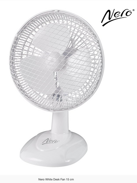 Nero Desk Fan 15cm White