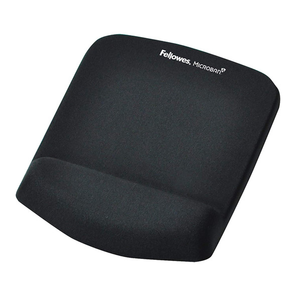 Fellowes Mouse Pad and Wrist Rest Plush Touch Lycra Black