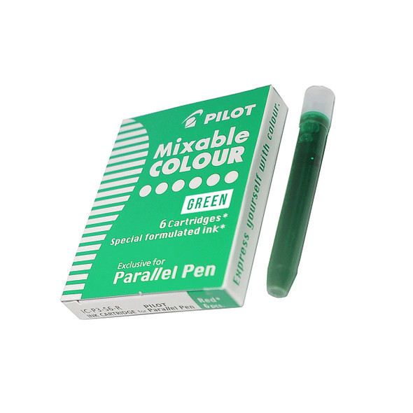 Pilot Green Parallel Pen Refill Cartridge Pack of 12