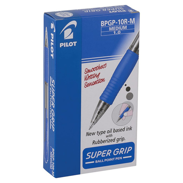 Pilot Super Grip Retractable Ballpoint Pen Medium Blue Box of 12