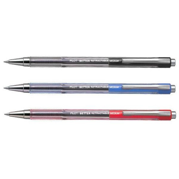 Pilot Red BP-145 Retractable Ballpoint Pen Medium Box of 12