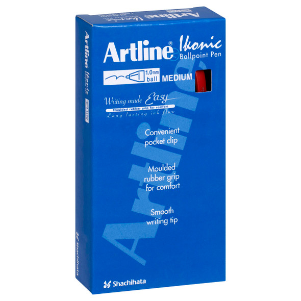 Artline 8410 Ballpoint Pen Retractable Grip Medium Red 184002 Box 12 | Mega Office Supplies