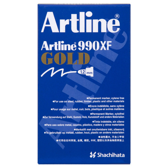 Artline 199031 990 Metallic Permanent 1.2mm Bullet Nib Gold Box 12 | Mega Office Supplies