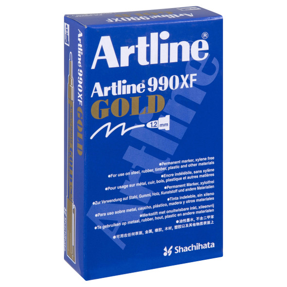 Artline 990 Metallic Permanent 1.2mm Bullet Nib Gold 199031 Box 12 | Mega Office Supplies