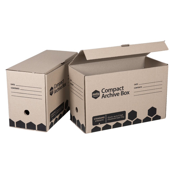 Marbig Compact Archive Box Brown Retail Pack of 2