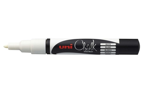 Uni Liquid Chalk Marker (PWE-3MS) Fine Bullet 1.3mm in White - posca paint pens, uni ball paint markers, posca bundle | It's A Mega Thing