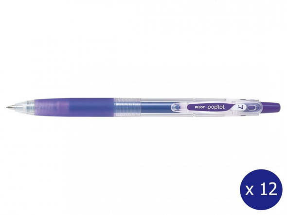 Pilot Poplol Retractable Gel Pen 0.7mm Violet Box of 12