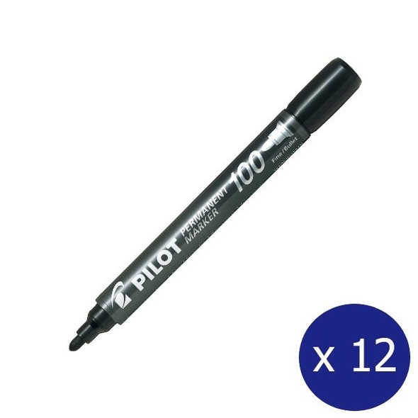 Pilot Sca-100-B Permanent Marker Fine Bullet Tip 1.0Mm Black Box Of 12 | Its A Mega Thing