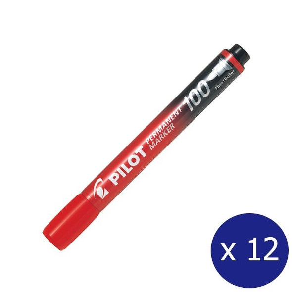 Pilot Sca-100-R Permanent Marker Fine Bullet Tip 1.0Mm Red Box Of 12 | Its A Mega Thing