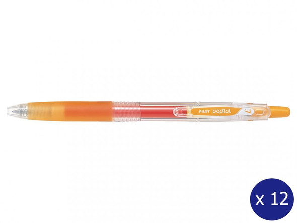Pilot Poplol Retractable Gel Pen 0.7mm Apricot Orange Box of 12