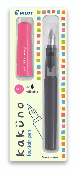 Pilot Kakuno BegreeN Fountain Pen Pink Medium Nib Grey Barrel