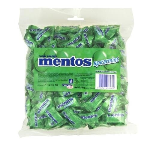 Mentos Spearmint Lollies 540g Pack of 200