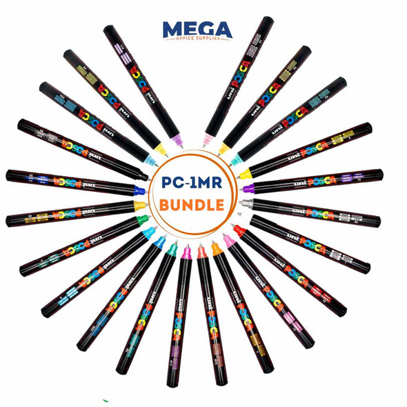 Posca PC-1MR Paint Marker Pen Bullet Ultra Fine Bundle of 22 Individual Colours