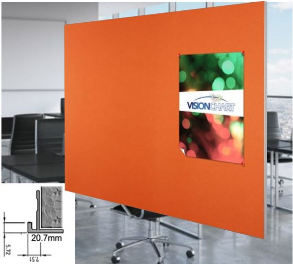 Visionchart LX7-1212-S LX700 Edge Architectural Framed Fabric Pinboard Suzette 1200 x 1200mm