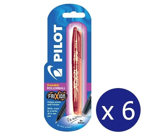 Pilot FriXion Ball Erasable Rollerball Gel Pen Fine Red Pack of 6