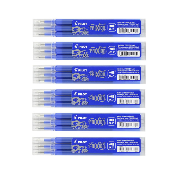 Pilot FriXion Erasable Gel Refill 0.7mm Blue Pack 3 Box of 6