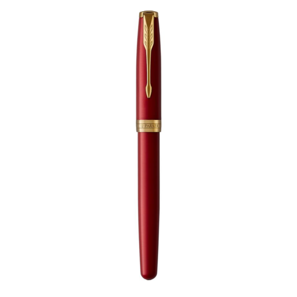 Parker Sonnet Fountain Pen Red Lacquer and Gold Trim Medium Nib