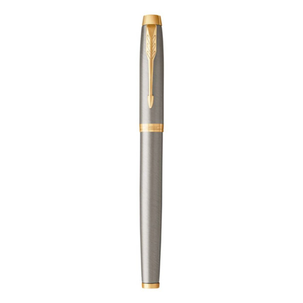 Parker IM Rollerball Pen Brushed Metal Gold Trim Fine Tip