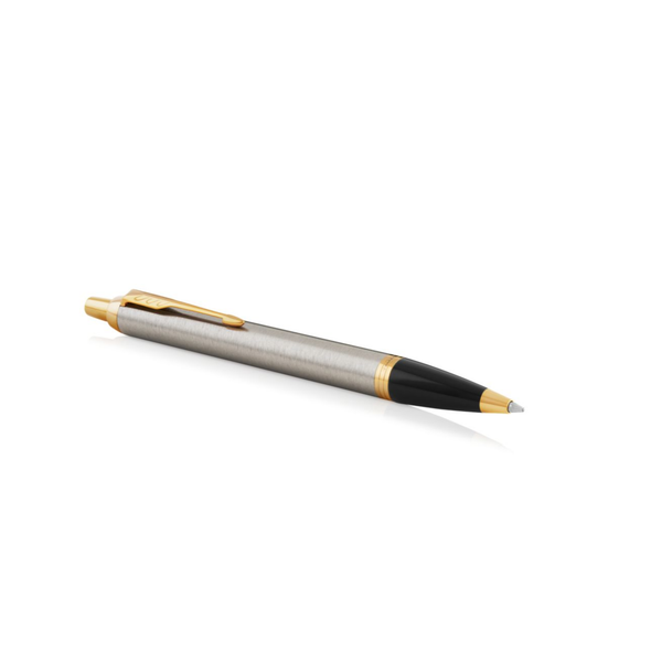 Parker IM Brushed Metal Gold Trim Medium Tip Ballpoint Pen