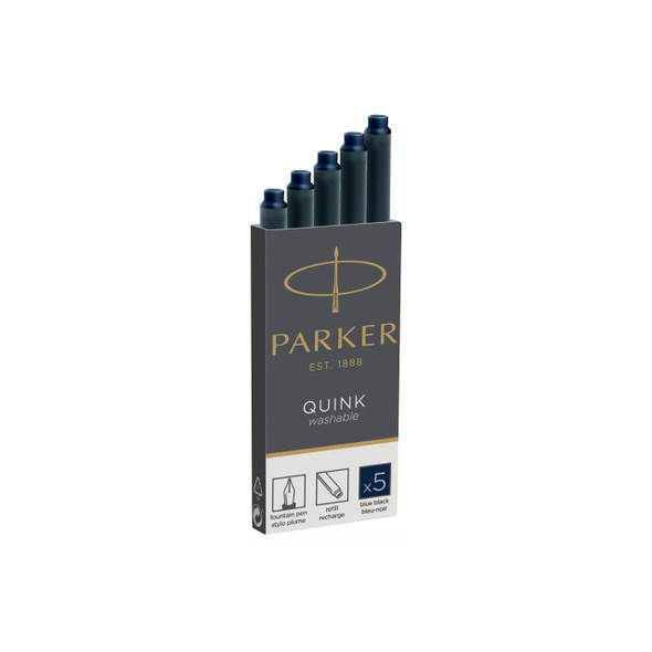 Parker Long Cartridge Blue Black Pack of 5