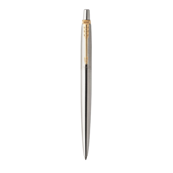 Parker Jotter Ballpoint Pen Stainless Steel Gold Trim Medium Tip