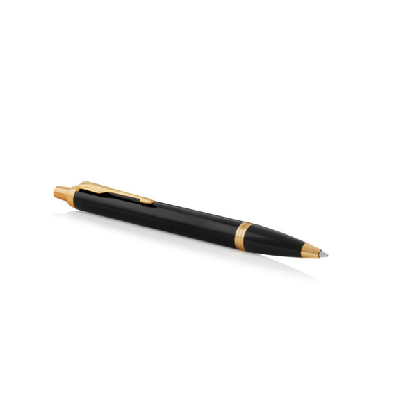 Parker Ballpoint Pen IM Black Lacquer and Gold Trim Medium Tip