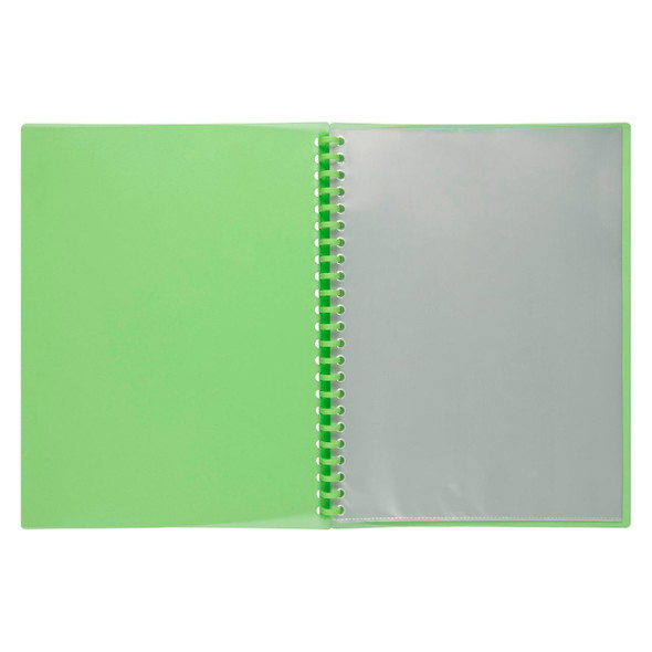 Marbig Display Book Refillable 20 Pocket A4 Translucent Lime