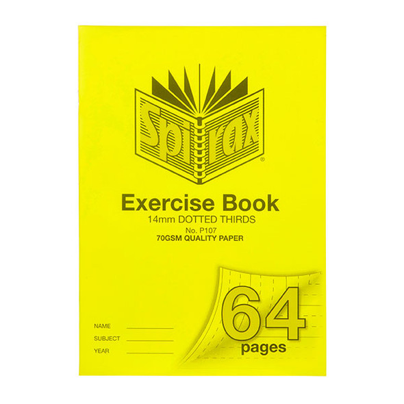 Spirax P107 Exercise Book A4 64 Page 14mm Dotted Thirds Pack of 10