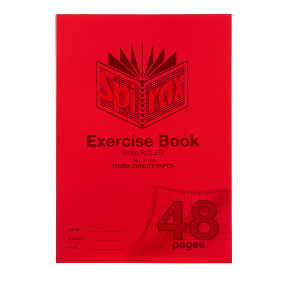 Spirax P100 Exercise Book A4 48 Page 8mm Ruled Pack of 20