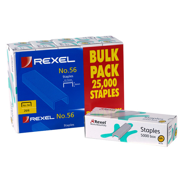 Rexel No. 56 26/6 Staples Box of 5000 Pack of 5