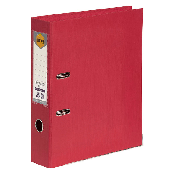 Marbig Lever Arch File PE Linen A4 Deep Red