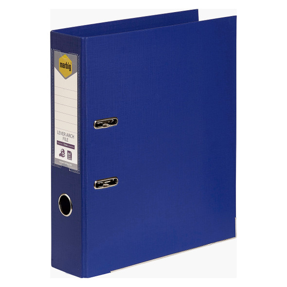 Marbig Lever Arch File PE Linen A4 Blue Pack of 10