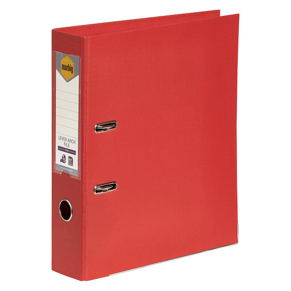 Marbig Lever Arch File PE Linen A4 Bright Red Pack of 10