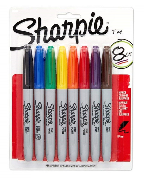Sharpie Permanent Marker Fine Point Assorted Pack of 8 