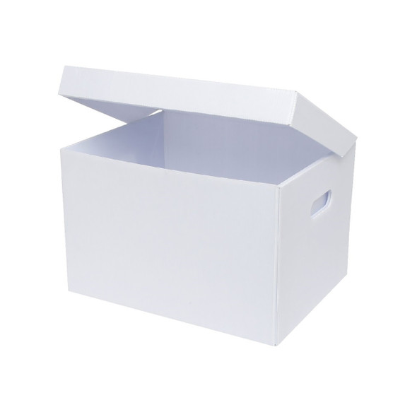 Marbig Corflute Box with Attached Lid White