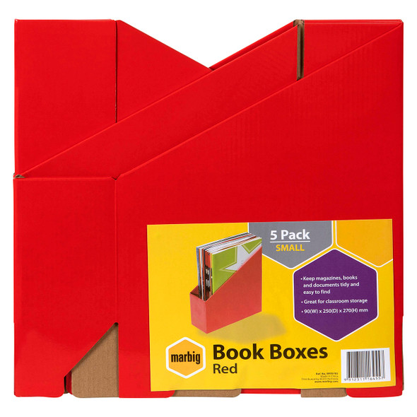 Marbig Book Box Small Red Pack of 5