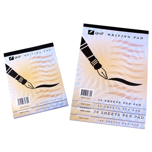 Quill Writing Pad Ruled 250 x 200mm 50 Leaf White Box of 10