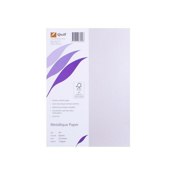 Quill Metallique Paper 120gsm A4 Quartz Pack of 25