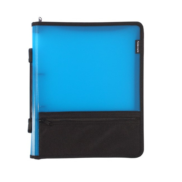 Foldermate Zipper Binder Folio PP A4 2-O Ring 25mm Blue