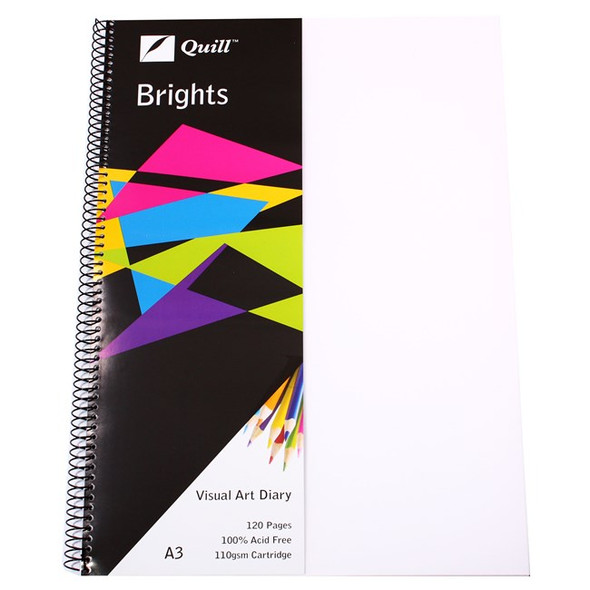Quill Visual Art Diary PP 110gsm A3 120 Pages Frost Pack of 5