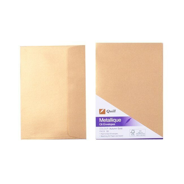 Quill Metallique Envelope 120gsm C6 Autumn Gold Pack of 10