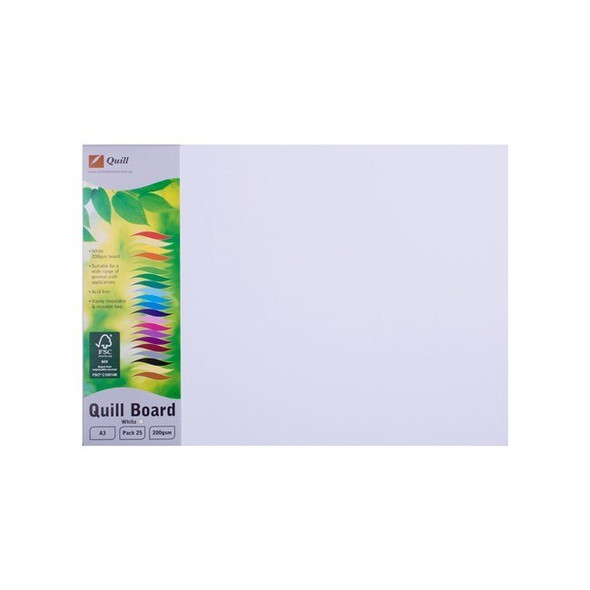 Quill Pasteboard 200gsm A3 White Pack of 25